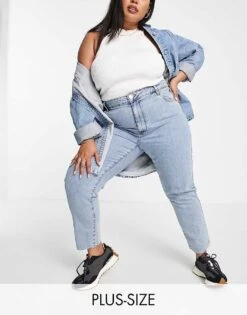 Cotton:On Cotton On Curve Mom Jeans In Mid Wash Blue For Women