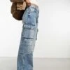 Cotton:On Cotton On Cargo Wide Leg Jeans In Vintage Wash Blue For Women Lake Blue