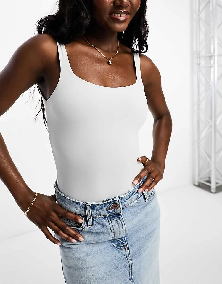 Cotton:On Soft Lounge Square Neck Bodysuit In Grey For Women - Image 5