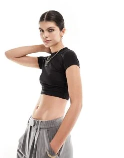 Cotton:On Cotton On Micro Cop T-shirt In Black For Women