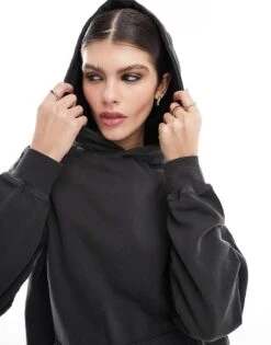 Cotton:On Classic Washed Hoodie In Black For Women