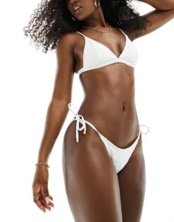 Cotton:On Cotton On Tie Side Cheeky Bottom Bikini In Cream Lace Co-ord For Women
