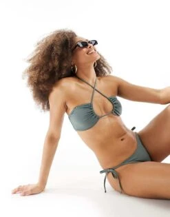 Cotton:On Cotton On Keyhole Bandeau Bikini Top Khaki For Women Dusty Khaki