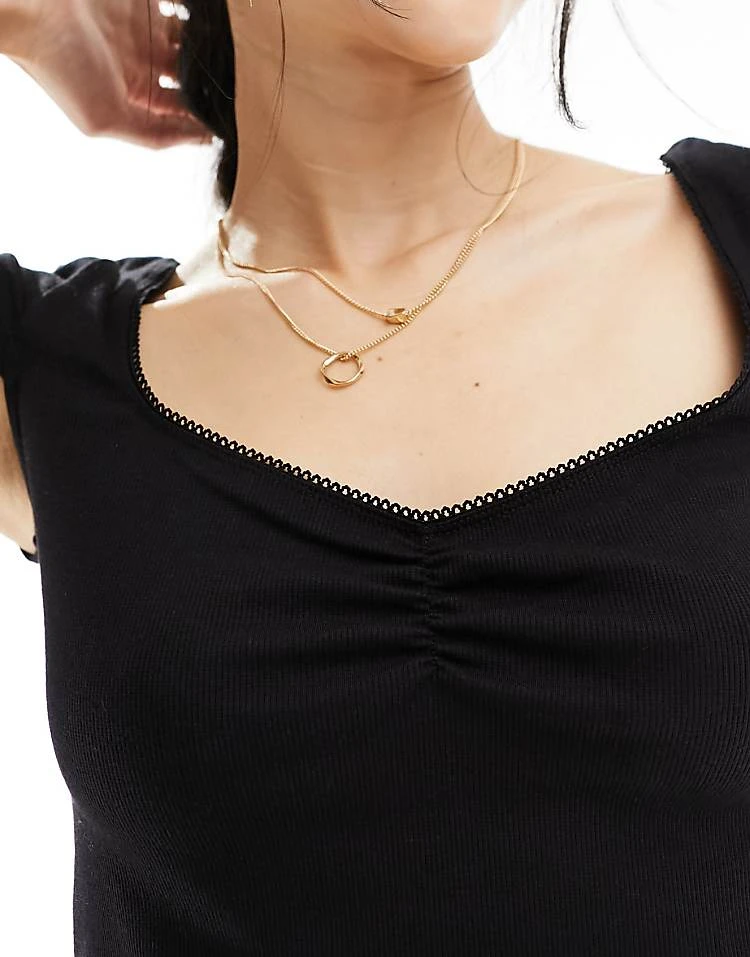 Cotton:On Cotton On Trim Detail Sweetheart Crop Top In Black For Women - Image 2