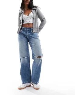 Cotton:On Cotton On Low Rise Straight Leg Jeans In Storm Blue Denim For Women