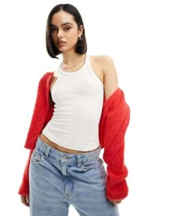 Cotton:On Cotton On Pointelle Relaxed Crop Vest White For Women