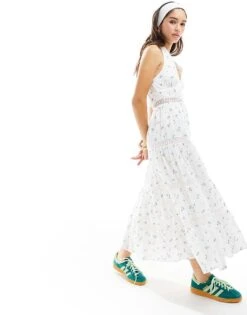 Cotton:On Cotton On Halter Neck Maxi Prairie Dress In Soft Blue Ditsy For Women Ditsy Blue Crush