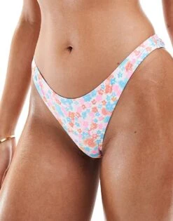 Cotton:On Cotton On High Side Brazilian Bikini Bottom In Orange Floral For Women Lea Floral
