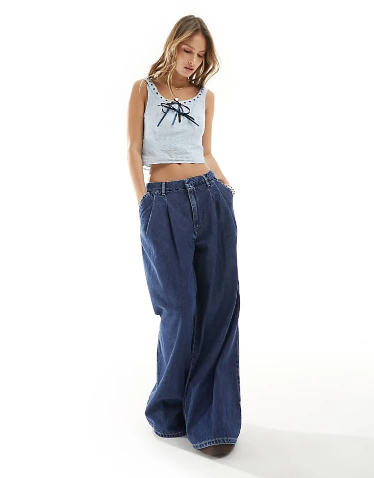 Cotton:On Cotton On Crop Prarie Top With Lace Trim In Soft Blue For Women Breezy Blue - Image 4