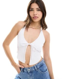 Cotton:On Cotton On Halter Neck Cami Crop Top In White For Women