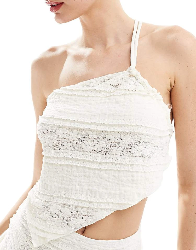Cotton:On Asyymetric Hem Strappy Crop Top In Coconut Texture Co-ord For Women - Image 3