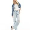 Cotton:On Loose Straight Jean In Blue For Women Crystal Blue Rip