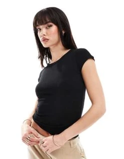 Cotton:On Cotton On Cap Sleeve Crop Top In Black For Women White