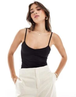 Cotton:On Cotton On Ruched Bust Strappy Bodysuit In Black For Women