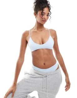 Cotton:On Cotton On Seamless Triangle Padded Bra In Baby Blue Co-ord For Women Eiffel Sky