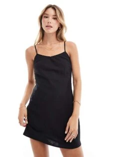 Cotton:On Cotton On Linen Look Mini Shift Dress In Black For Women