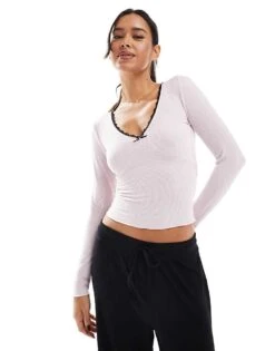 Cotton:On Cotton On Long Sleeve Pyjama Top In Pink Waffle For Women