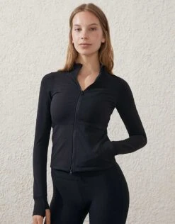 Cotton:On Active Core Zip Through Long Sleeve Top In Black For Women