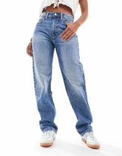 Cotton:On Cotton On Original Straight Leg Jeans In Dream Blue For Women Dream Blue Rip