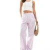 Cotton:On Cotton On Relaxed Straight Leg Trousers In Dusk Pink Stripe For Women Pink/blue Stripe