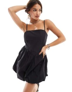 Cotton:On Cotton On Bubble Hem Mini Dress In Black For Women