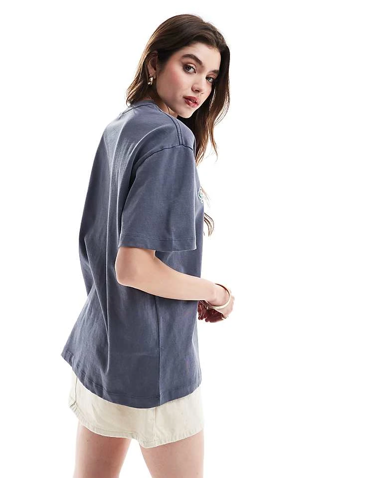 Cotton:On Cotton On Oversized Washed Navy T-shirt With Stockholm Print For Women Blue Slate - Image 3