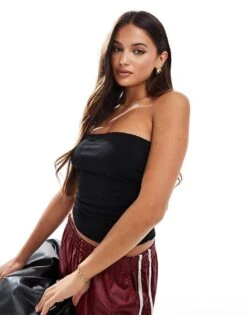 Cotton:On Cotton On Rib Gathered Tube Top In Black For Women