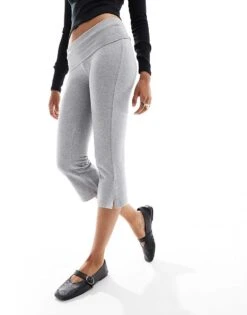 Cotton:On Cotton On Fold Over Bella Capri Pants In Grey Marl For Women Grey Marle