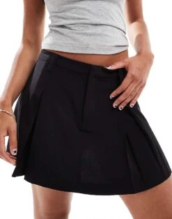 Cotton:On Cotton On Suiting Pleated 90s Mini Skirt Black For Women