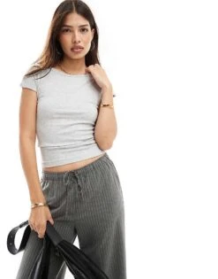 Cotton:On Cotton On Grown On Cap Short Sleeve Top In Grey For Women Grey Marle