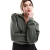 Cotton:On Cotton On Graphic Cropped Zip Through Fleece In Green For Women Scholar Green