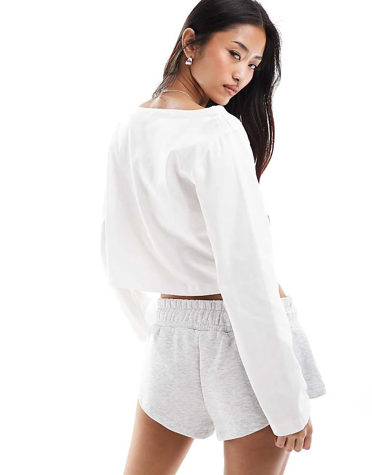 Cotton:On Cotton On Long Sleeve Boat Neck Crop Top In Porcelain For Women - Image 4
