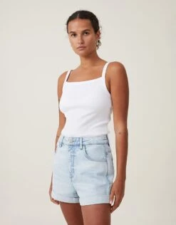 Cotton:On High Rise Classic Stretch Denim Short In Air Blue For Women