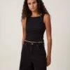Cotton:On Relaxed Denim Short In Graphite Black Rip For Women