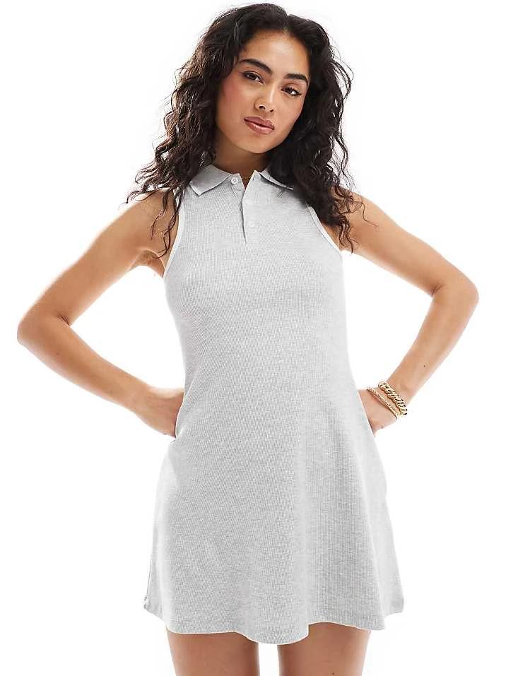 Cotton:On Cotton On Sporty Polo Mini Dress In Light Grey Marle For Women - Image 3
