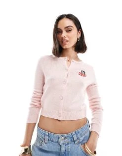 Cotton:On Cotton On Betty Boop Fitted Cable Knit Cardigan For Women Flossy Pink