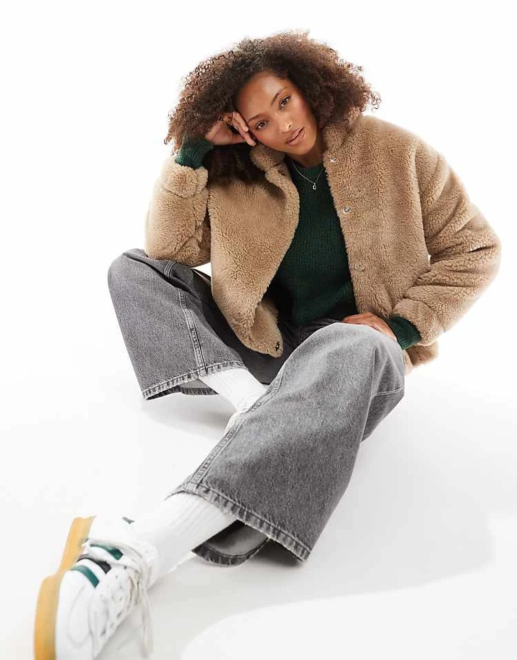 Cotton:On Cotton On Teddy Bomber Jacket In Stone For Women - Image 4