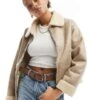 Cotton:On Cotton On Dakota Faux Leather Aviator Jacket In Taupe For Women Taupe Sherpa