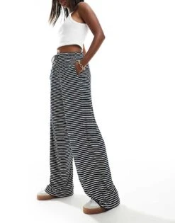 Cotton:On Cotton On Blair Wide Leg Pant In Navy White Stripe For Women