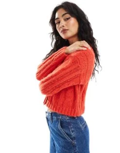 Cotton:On Cotton On Cottage Cable Button Through Cardigan In Red For Women Red Pepper