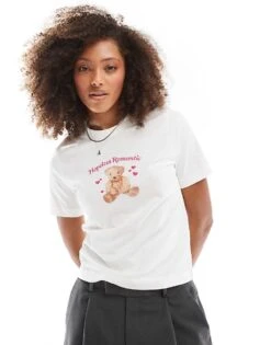 Cotton:On Cotton On Classic Tee In White With Teddy Bear Graphic For Women Vintage White