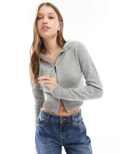 Cotton:On Cotton On Double Zip Hoodie In Grey Marle For Women