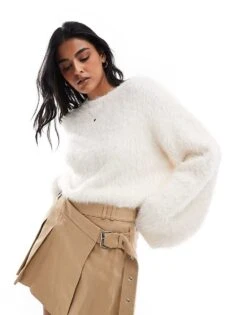 Cotton:On Cotton On Crew Neck Ribbed Sweater In Ecru For Women