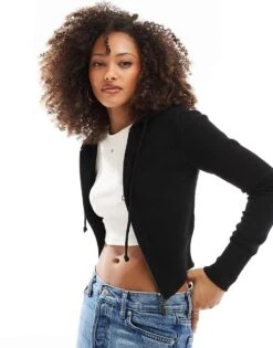 Cotton:On Cotton On Double Zip Hoodie In Black For Women