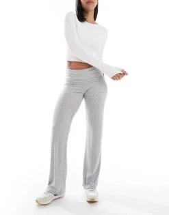Cotton:On Cotton On Sleep Recovery Lounge Roll Waist Pants Grey For Women Grey Marle Rib