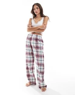 Cotton:On Cotton On Relaxed Flannel Pyjama Bottoms In Vintage Cream Check For Women Multi