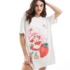 Cotton:On Cotton On Sleep T-shirt Dress With Strawberry Shortcake Graphic For Women Grey Marle