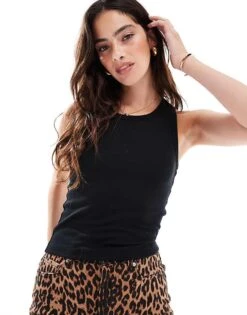 Cotton:On Active Core Rib Racer Tank In Black For Women