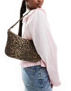 Cotton:On Cotton On Aries Shoulder Bag In Leopard Canvas For Women