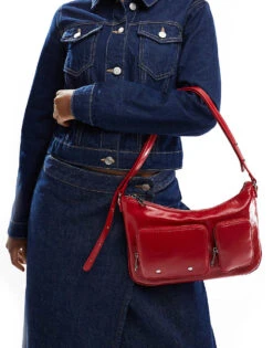 Cotton:On Cotton On Aries Shoulder Bag In Red PU For Women Pockets/red Pu